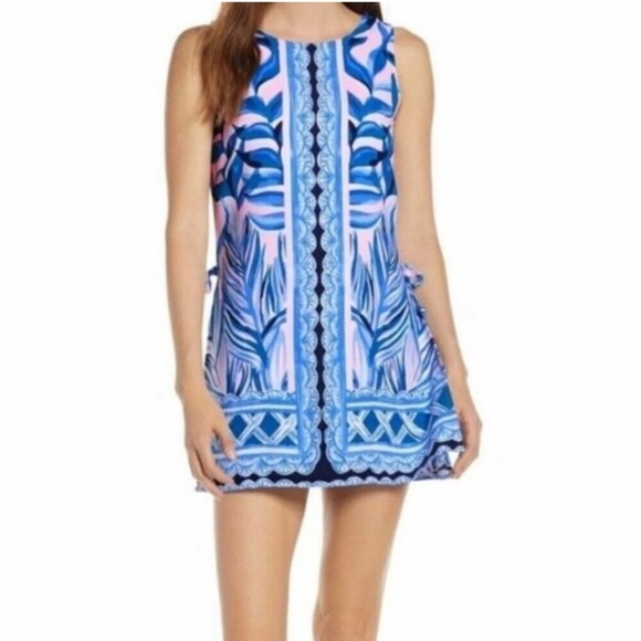 Lilly Pulitzer Pants - Lilly Pulitzer Donna Engineered Romper Blue Pink Tropics Tint Print Size 0